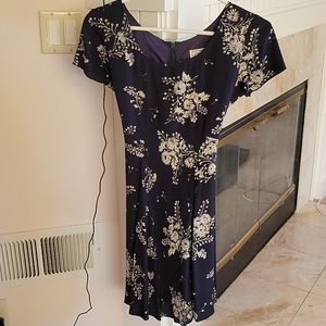 Navy Dress with White Floral Patterns